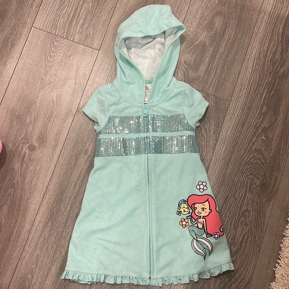 Girls Little mermaid beach and cover up Size 4 - turquoise sequins